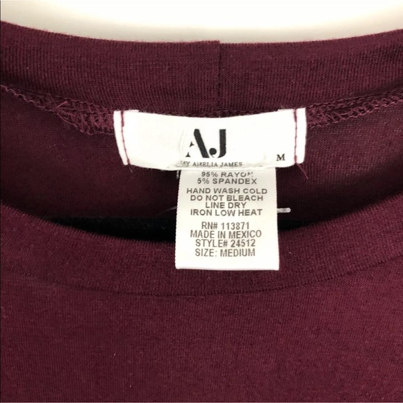 Amelia James Burgundy Red Ruffle Sleeve Tee - Picture 4 of 5